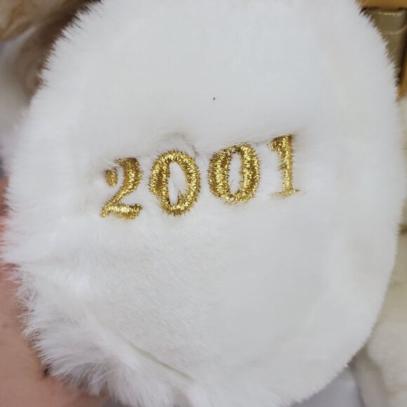 2001 Keepsake Memories Bear White with Gold Outfit Limited Edition 18" Tall NOS - Picture 4 of 11